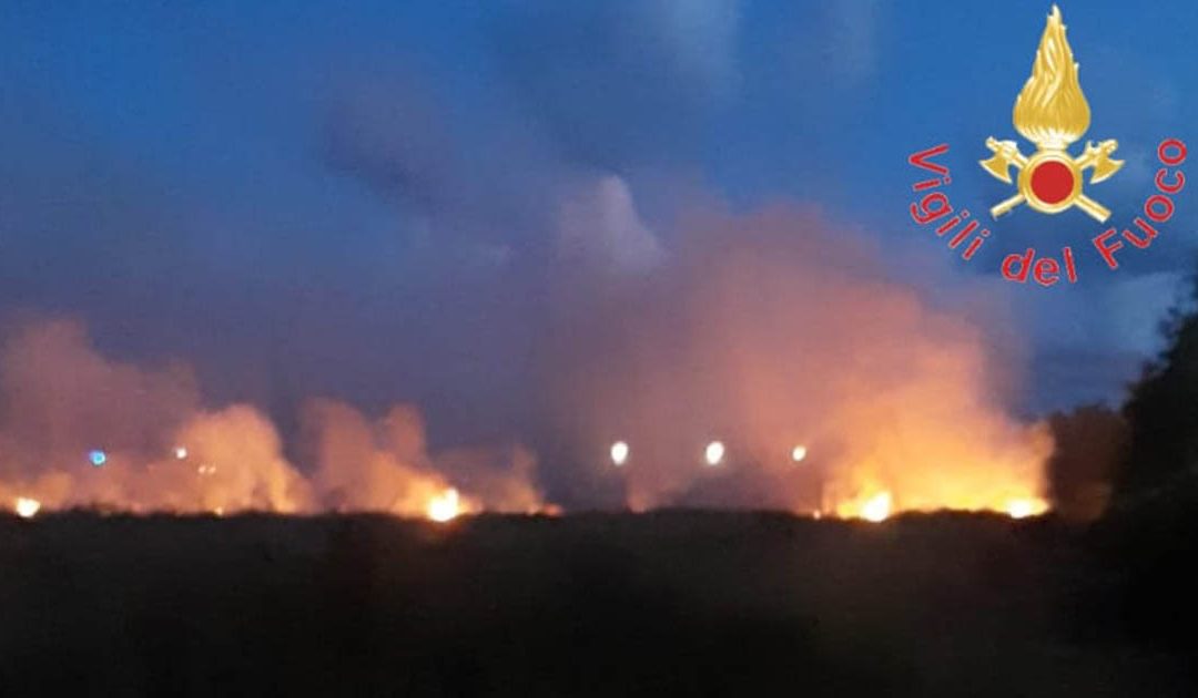Lamezia, incendio all’ex zuccherificio fiamme estese per 10 ettari