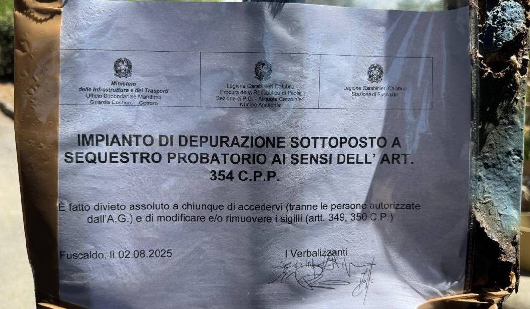 Il depuratore sequestrato