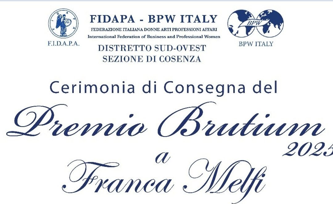 La Fidapa di Cosenza conferisce il Premio Brutium 2025 a Franca Melfi