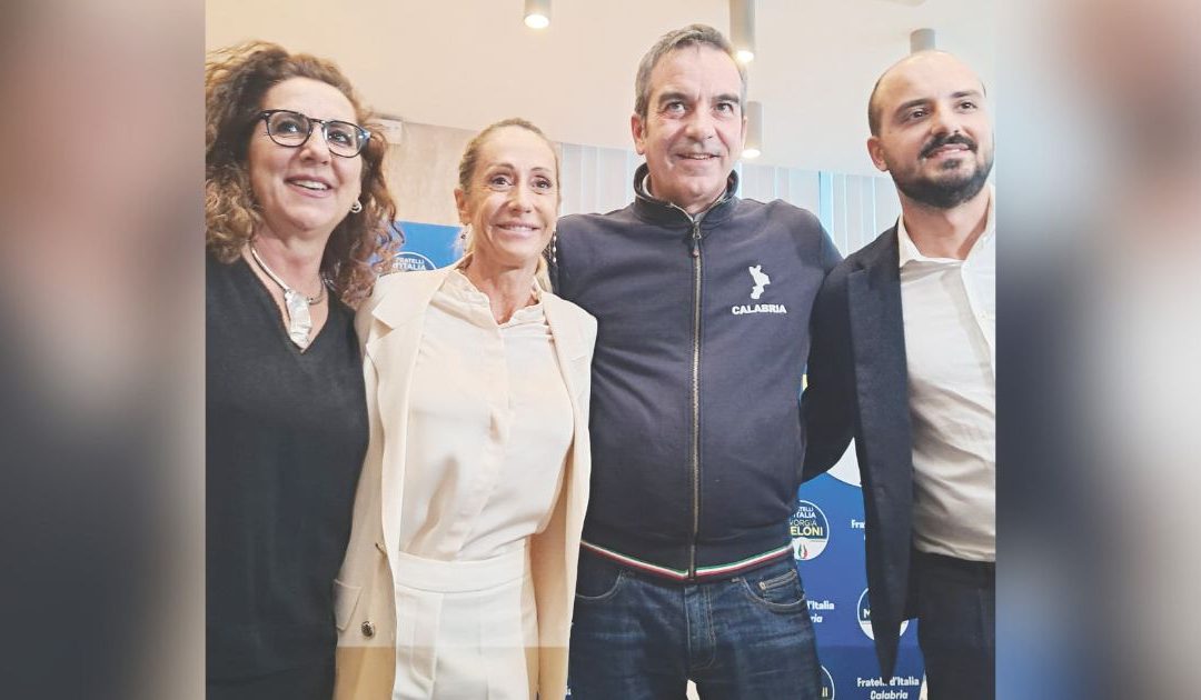 Da sinistra Wanda Ferro, Arianna Meloni, Roberto Occhiuto e Nicola Caruso