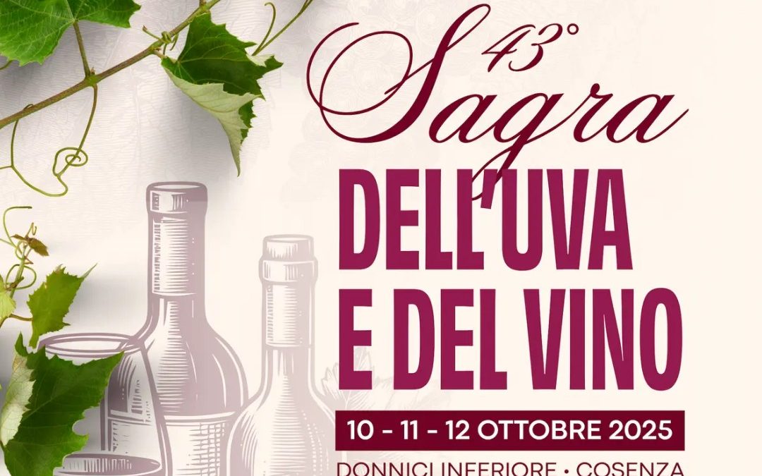 A Donnici la 43ª edizione della Sagra dell’Uva e del Vino dal 10 al 12 ottobre