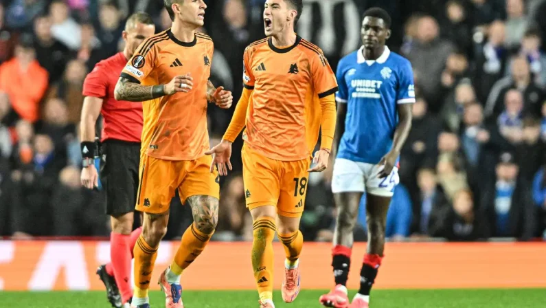 La Roma ritrova la vittoria in Europa, decisivi Soulé e Pellegrini a Glasgow