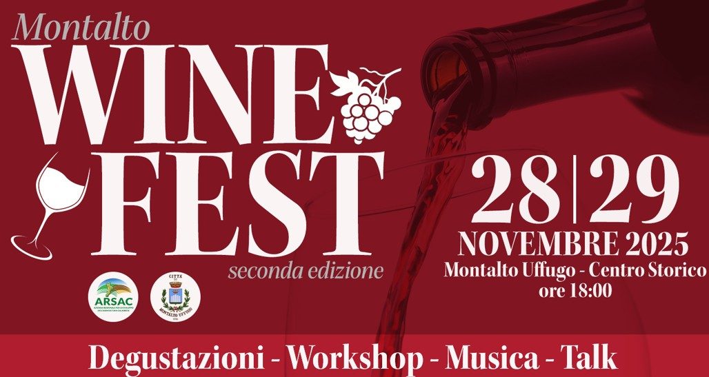 Wine Fest 2025: a Montalto Uffugo, il 28 e 29 novembre