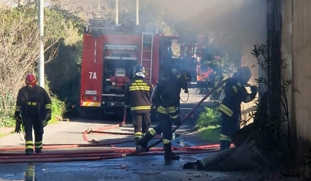 Maida, incendio distrugge un capannone commerciale