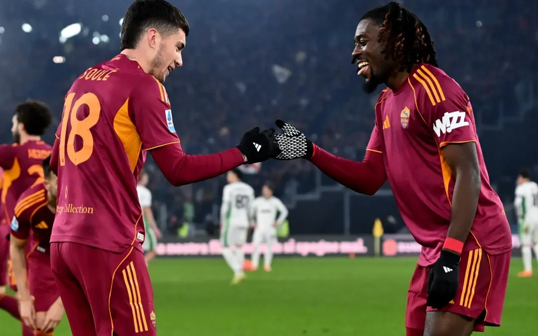 Koné e Soulé, la Roma vince ancora: Sassuolo sconfitto 2-0 nel finale