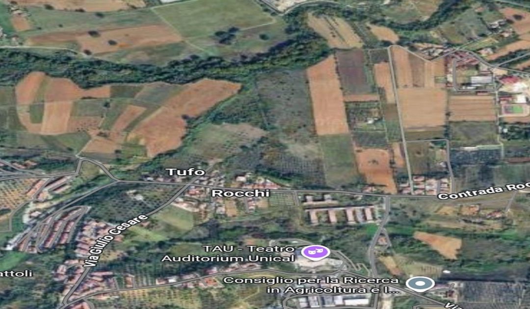 L'area indicativa su cui sorgerà il nuovo ospedale ad Arcavacata (fonte Google Maps)