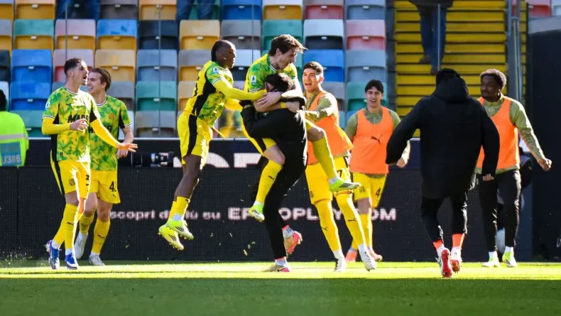 Udinese-Sassuolo 1-2, vittoria in rimonta dei neroverdi di Grosso