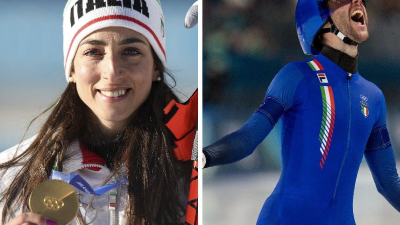 Vittozzi e Ghiotto portabandiera Italia a cerimonia chiusura Milano-Cortina