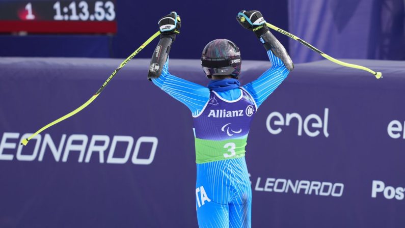 Paralimpiadi, straordinario Bertagnolli: nello slalom conquista il suo 5°oro. Bronzo Romele nella 20km