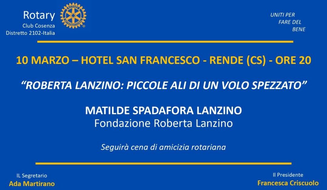 Festa della donna: il Rotary club Cosenza ricorda Roberta Lanzino