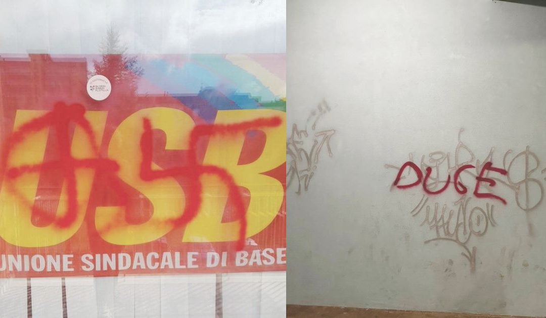 Potenza, svastiche e scritte nazifasciste sulle sedi di Usb e Pd