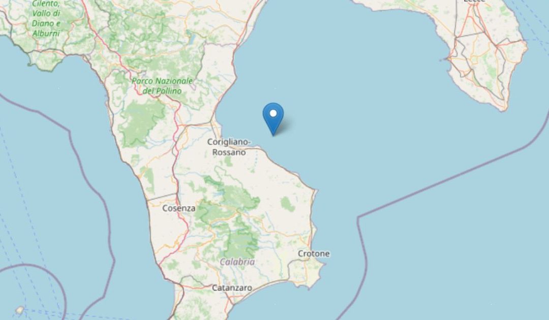 Terremoto lungo la Costa Ionica cosentina