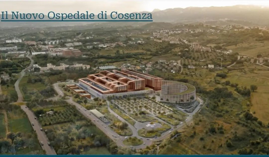 Il rendering del progetto della realizzazione del nuovo ospedale ad Arcavacata
