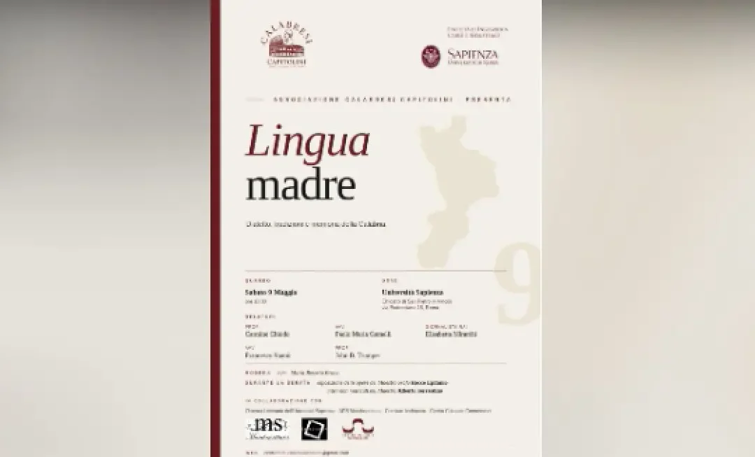 Università La Sapienza, il 9 maggio l’incontro “Lingua madre. Dialetto, tradizioni e memoria della Calabria”