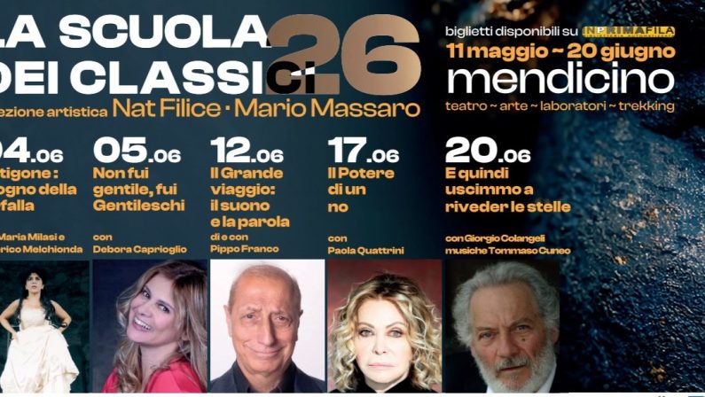 Mendicino, al via “La scuola dei classici 2026”: spettacoli, formazione, escursioni