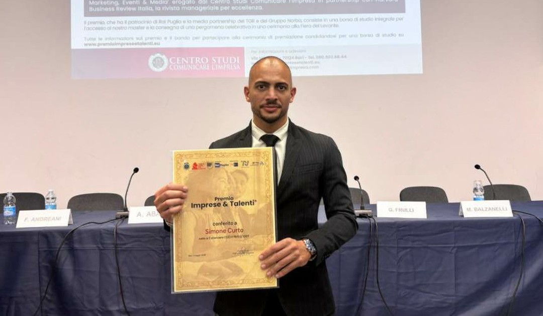 Bari, premio “Imprese & Talenti”: premiato il poliziotto catanzarese Simone Curto