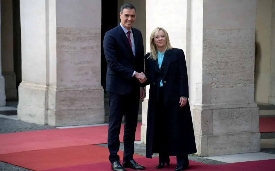 Meloni incontra Sanchez “Linea comune Italia-Spagna sul prossimo bilancio Ue”