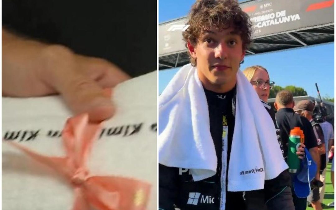 Formula 1, regalo speciale per Antonelli: un asciugamano firmato… Kim Kardashian