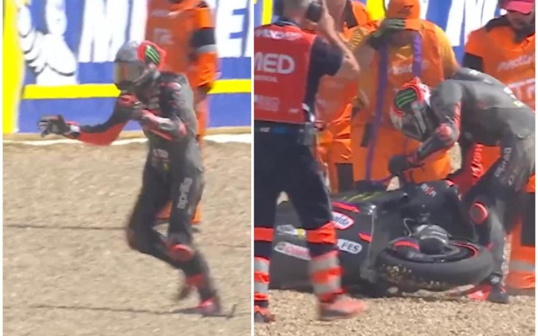 Bezzecchi, caduta e furia in gara Sprint: spinge un commissario, squalificato da Gp Repubblica Ceca