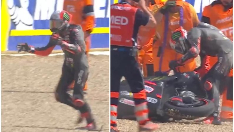 Bezzecchi, caduta e furia in gara Sprint: spinge un commissario, squalificato da Gp Repubblica Ceca