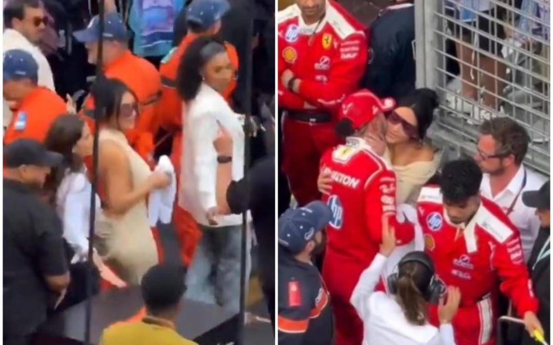Kim Kardashian a Montecarlo, ‘ruba’ asciugamano ad Antonelli e bacia Hamilton