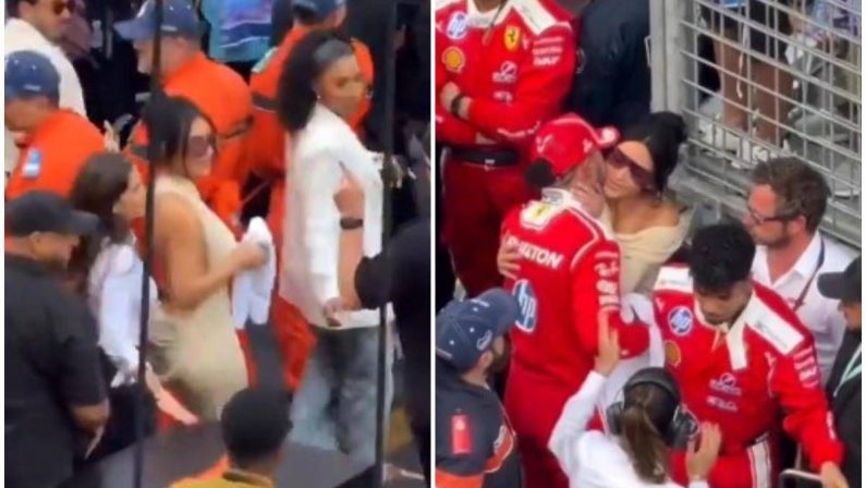 Kim Kardashian a Montecarlo, ‘ruba’ asciugamano ad Antonelli e bacia Hamilton