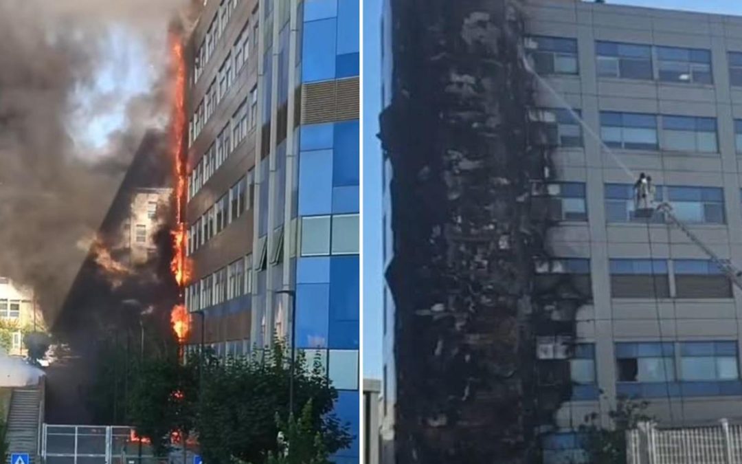 Napoli, incendio all’ospedale del Mare: fiamme e alta colonna di fumo nero