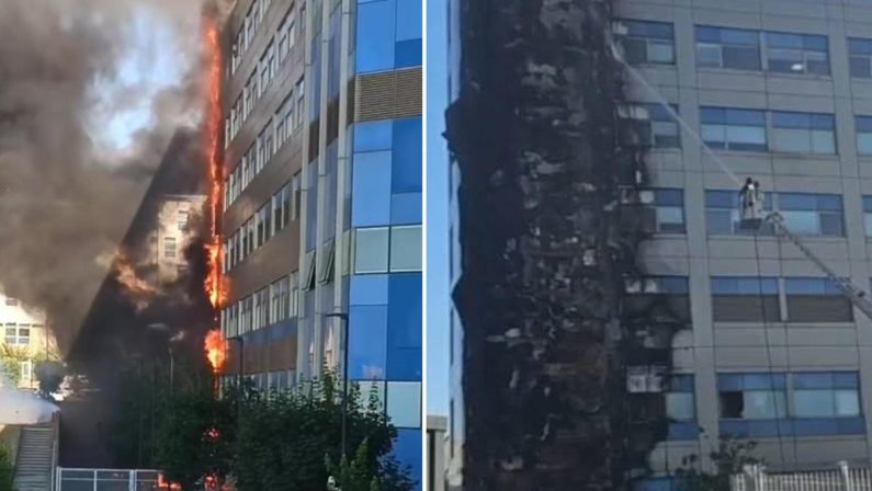 Napoli, incendio all’ospedale del Mare: fiamme e alta colonna di fumo nero