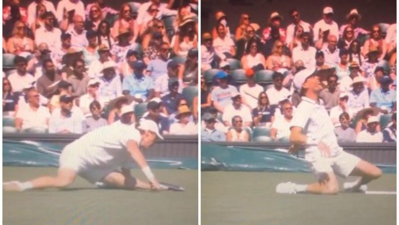Sinner, paura a Wimbledon: brutta caduta con Kecmanovic