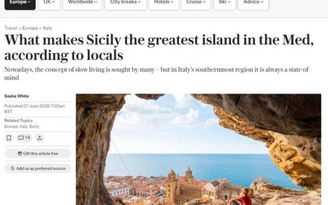 Per Telegraph ora la Sicilia è “l’isola più bella” del Mediterraneo. Schifani: “Servizio riparatorio dopo caso Dua Lipa”