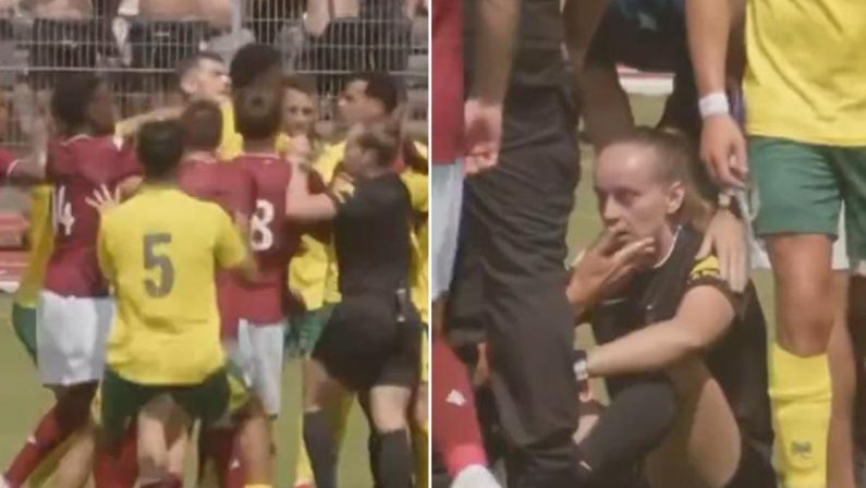 Rissa nel match amichevole, l’arbitra finisce k.o.