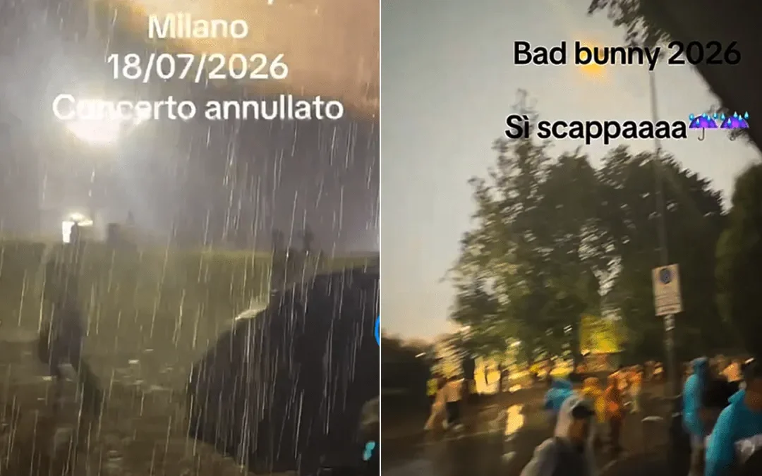Milano, forte grandinata, annullato il concerto di Bad Bunny