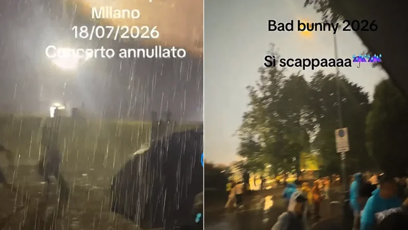 Milano, forte grandinata, annullato il concerto di Bad Bunny