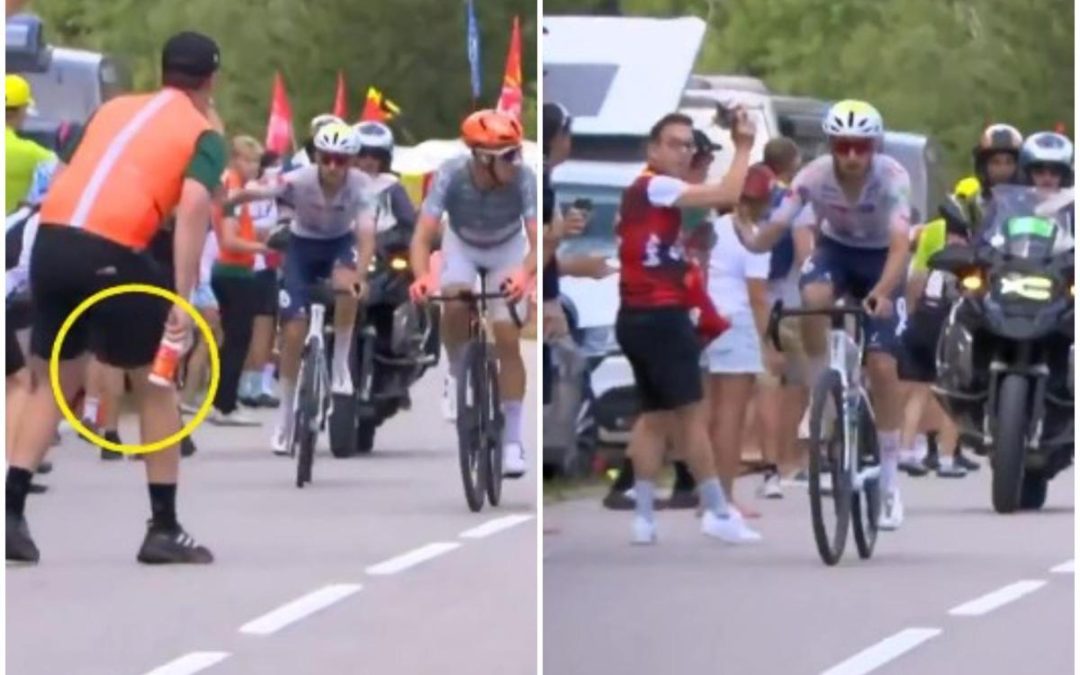 Tour de France, non gli passa borraccia e ciclista si infuria ﻿