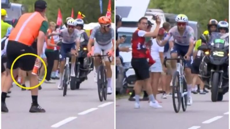 Tour de France, non gli passa borraccia e ciclista si infuria ﻿