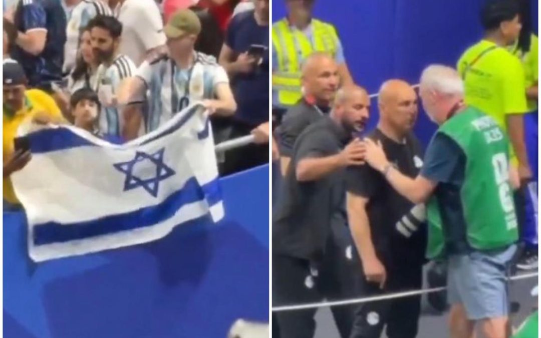 Tifoso sventola bandiera Israele, ct Egitto sputa e se la prende con un fotografo