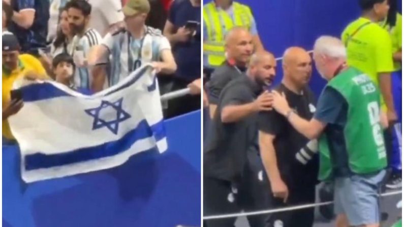Tifoso sventola bandiera Israele, ct Egitto sputa e se la prende con un fotografo