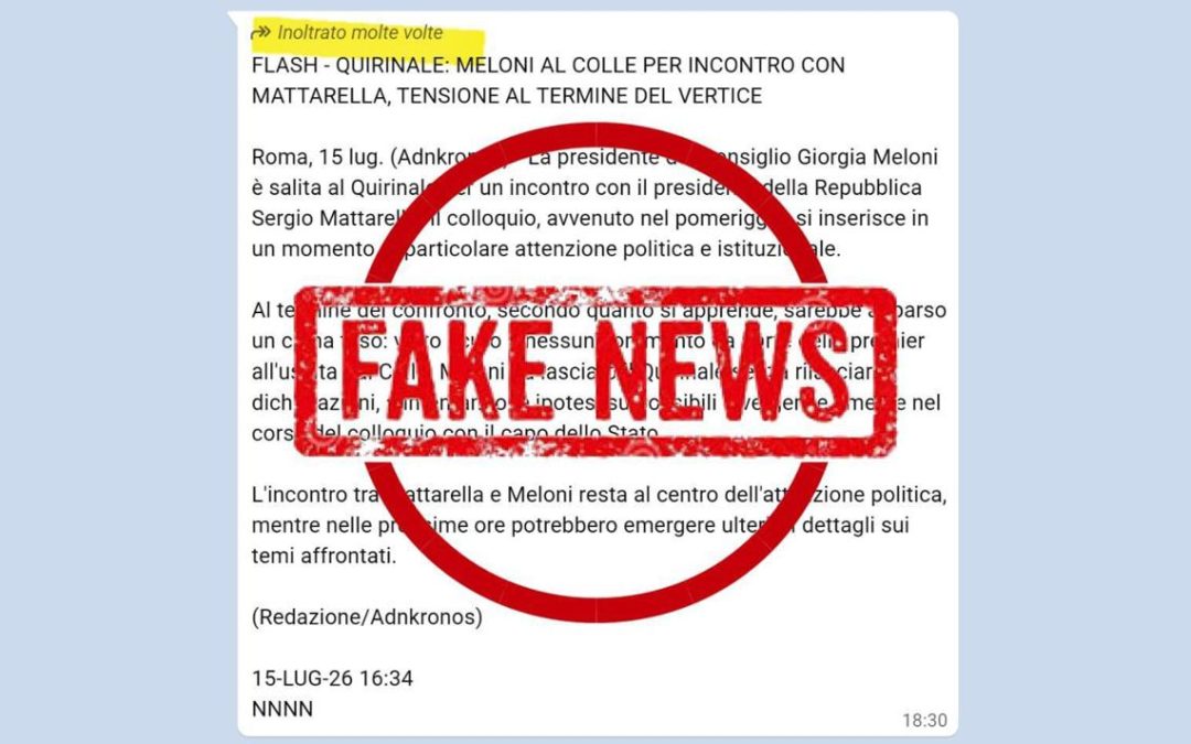 Falso lancio Adnkronos in chat giornalisti annuncia Meloni al Quirinale, Desario: “Fatto grave, denunciamo”