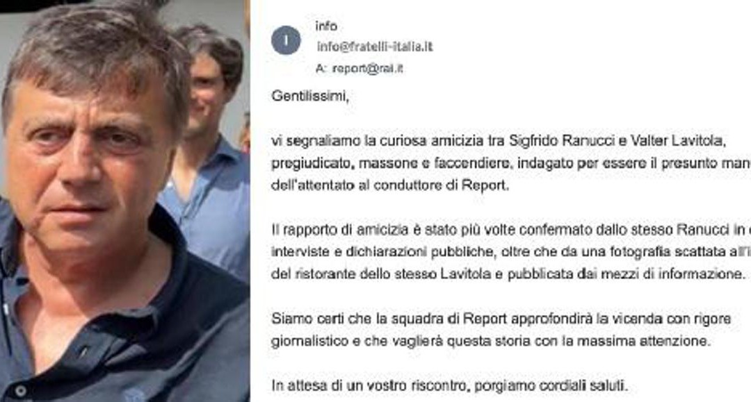 Ranucci, Fratelli d’Italia scrive a Report: “Segnaliamo curiosa amicizia con Lavitola”