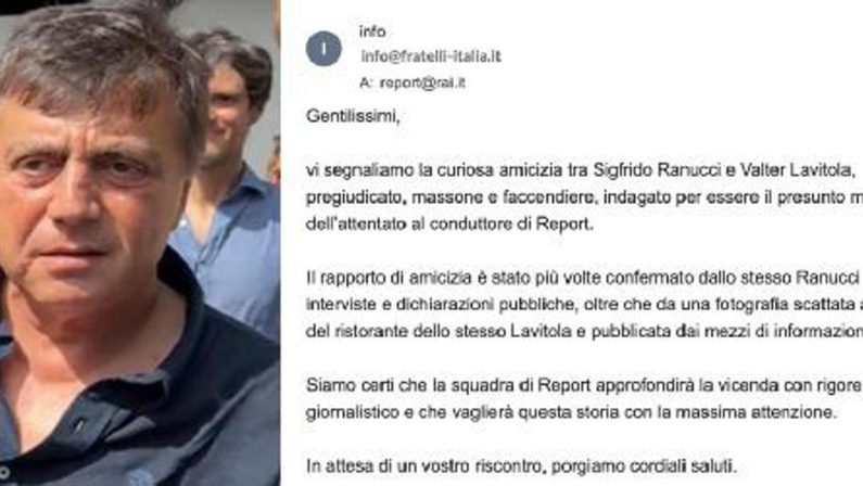 Ranucci, Fratelli d’Italia scrive a Report: “Segnaliamo curiosa amicizia con Lavitola”