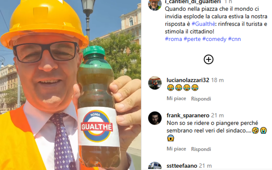 L’azzurro Baldelli e la parodia di Gualtieri: “Quando in piazza esplode calura bevete tè Gualthè…”