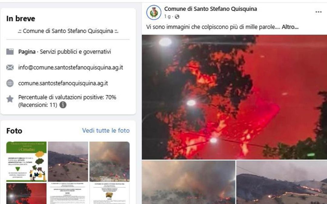 Agrigento, vasto incendio raggiunge centro abitato di Santo Stefano Quisquina: evacuate decine di case