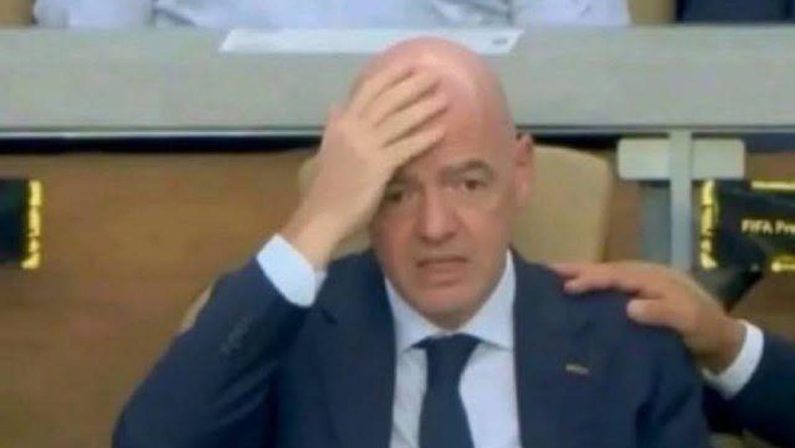 Segna l’Egitto, la reazione di Infantino è già il meme dei Mondiali