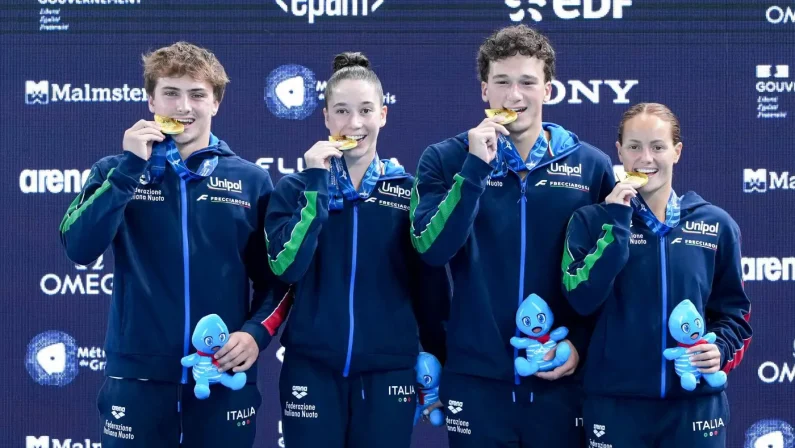 Tuffi, oro Italia nel mixed team agli Europei di Parigi. Argento Pelati nell’artistico