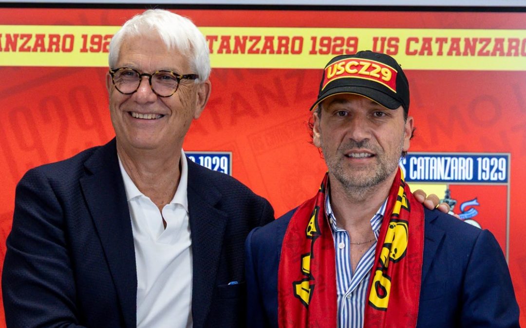 Il presidente del Catanzaro Floriano Noto e il nuovo tecnico Giorgio Gorgone