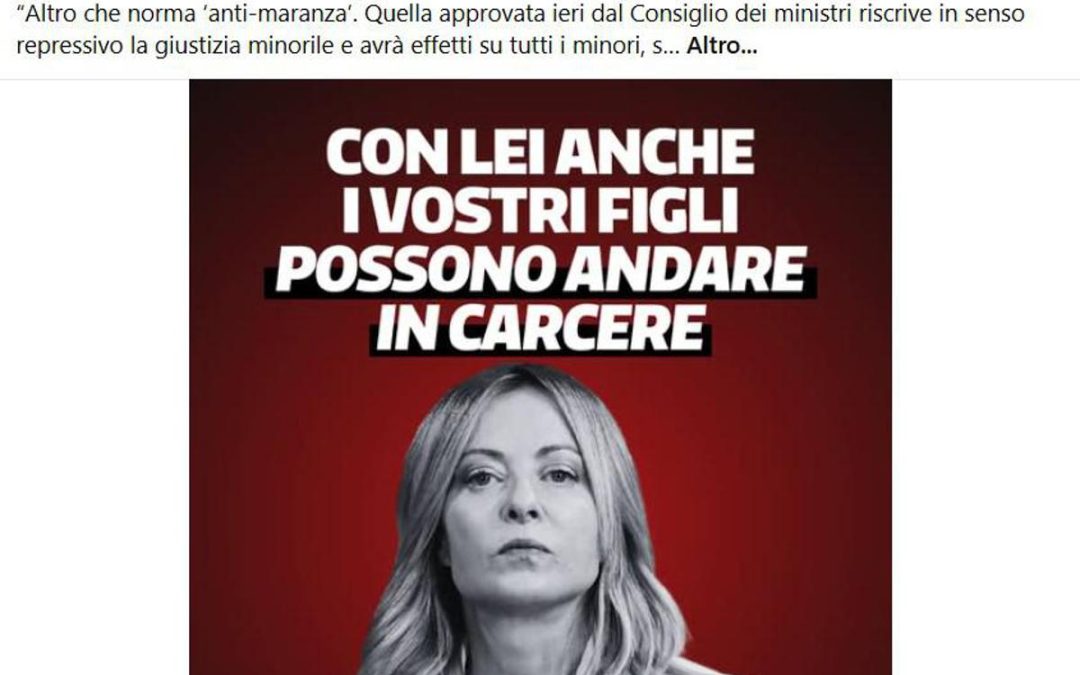 “Con Meloni i vostri figli possono andare in carcere”: lo slogan choc del Pd sulla giustizia. La premier: “Italia più sicura per chi non commette reati”