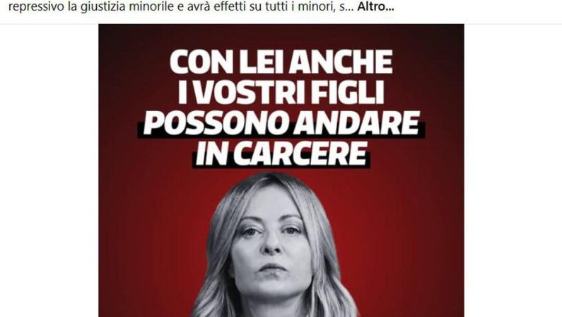 “Con Meloni i vostri figli possono andare in carcere”: lo slogan choc del Pd sulla giustizia. La premier: “Italia più sicura per chi non commette reati”