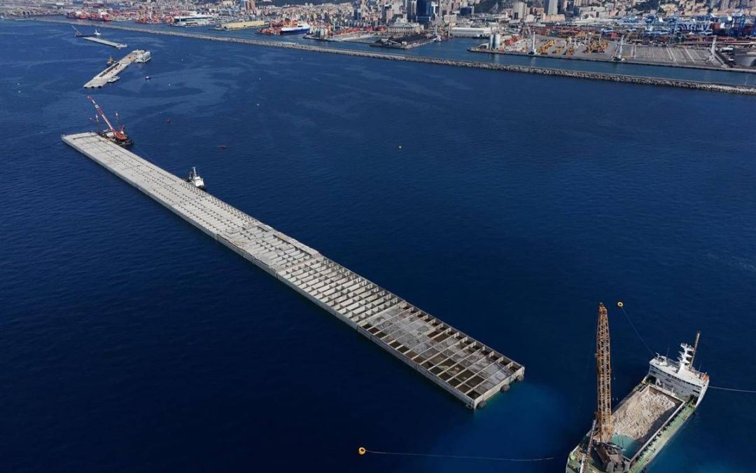 Webuild, Nuova diga foranea di Genova raggiunge 1,5 km di lunghezza