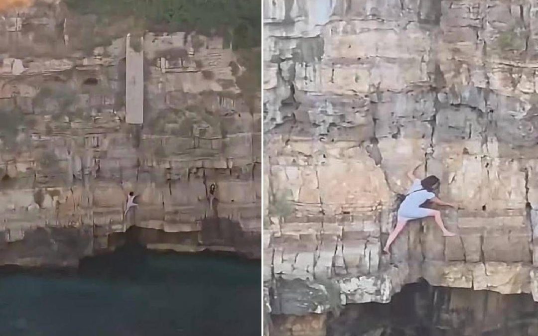 Paura a Polignano a Mare, turista resta bloccata sulla scogliera di Lama Monachile: voleva fare una foto