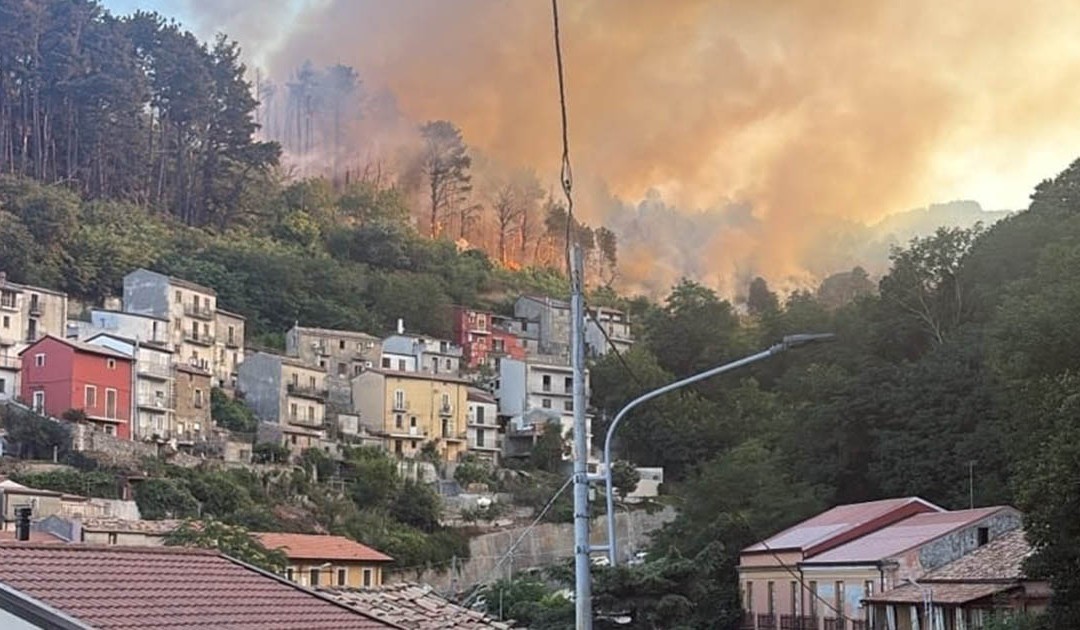 Vasto incendio a Gizzeria, fiamme vicine alle abitazioni. Intervento anche dei Canadair